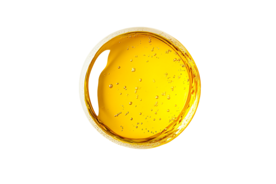 Golden Yellow Liquid in a Round Bowl, PNG