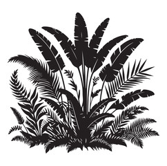 Black Plants Icons Set. Vector Illustration.