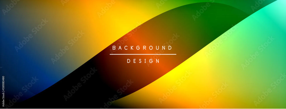 Poster colorful gradient background. smooth transition between blue, orange, green, yellow hues. minimalist
