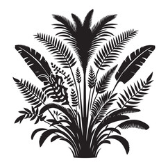 Black Plants Icons Set. Vector Illustration