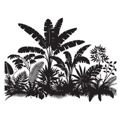 Black Plants Icons Set. Vector Illustration