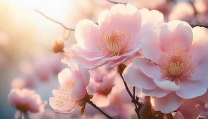 Obraz premium close up of pastel pink flowers in natural light