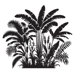 Black Plants Icons Set. Vector Illustration