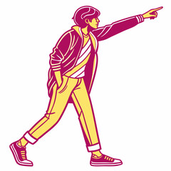 man Pointing with Finger silhouette vector illustration