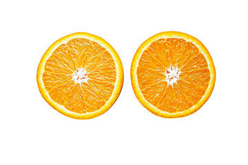 Fototapeta premium Two Halved Oranges on Transparent Background, PNG