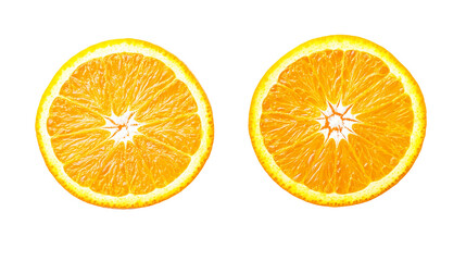 Fototapeta premium Two Juicy Orange Slices on Transparent Background, PNG