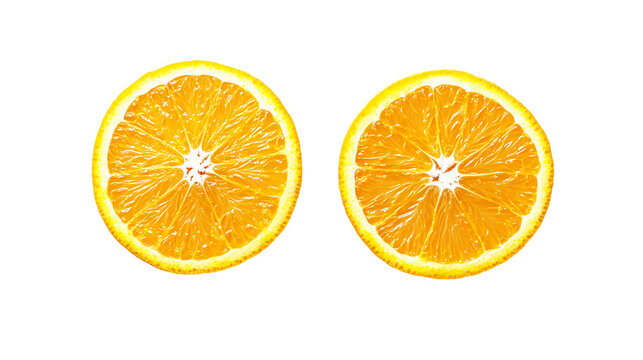 Two Juicy Orange Slices on Transparent Background, PNG