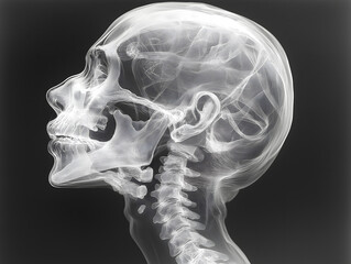 X-Ray of a Human Skull and Neck