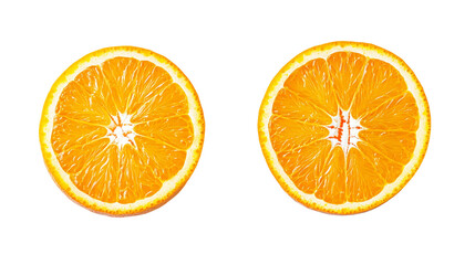Fototapeta premium Two Slices of Orange on Transparent Background, PNG