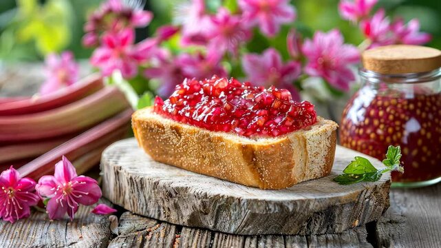 Jam and bread on the table. Selective focus. food.