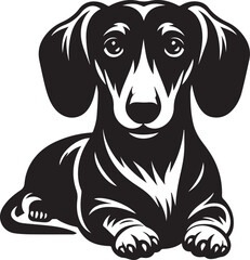 Dachshund Dog Vector Black & White | Silhouette, Clipart, Line Art