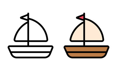 Ship vector illustration isolated on white. Sailing boat icon illustration. Marine transportation vector illustrations.