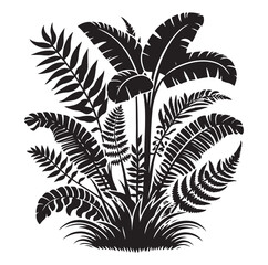 Black Plants Icons Set. Vector Illustration