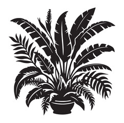 Black Plants Icons Set. Vector Illustration