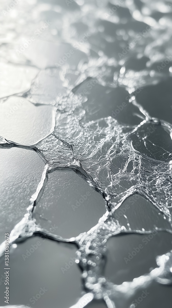 Aufkleber close-up view of water textures forming unique patterns on a smooth surface. soft light enhances det