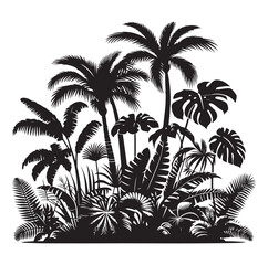 Fototapeta premium Black Plants Icons Set. Vector Illustration
