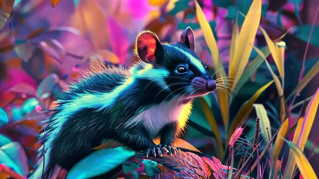 skunk portrait in the forest. Selective focus. nature.