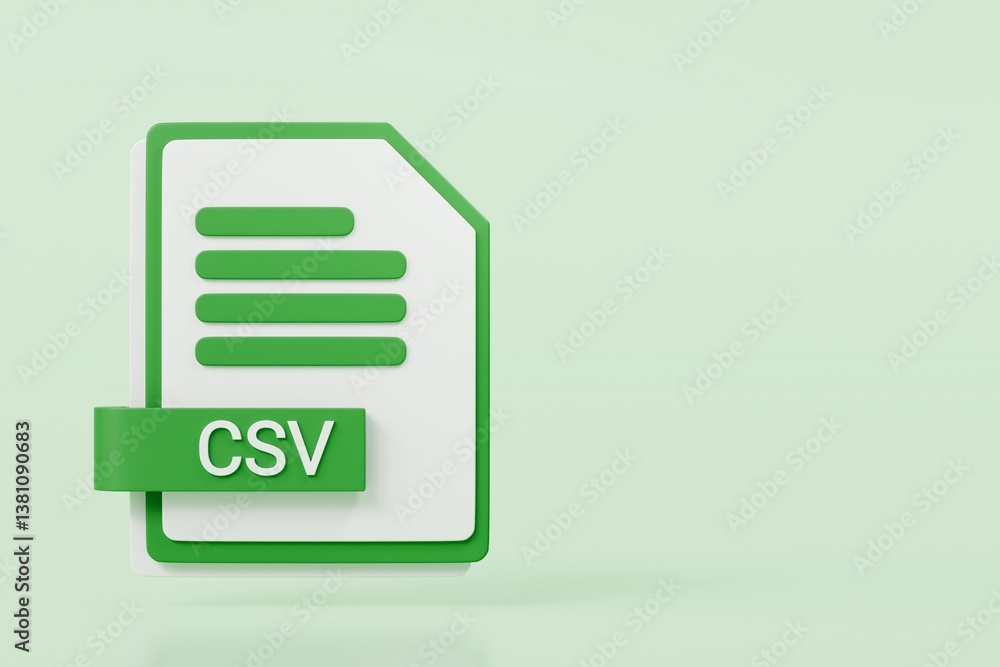 Fototapete 3d file folder document csv icon. minimal word csv sheet presentation document icon. document form. 