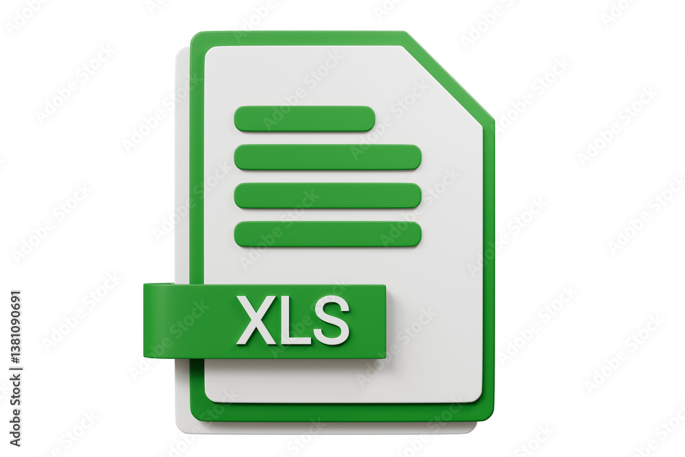 Aufkleber 3d file folder document xls icon. minimal word xls sheet presentation document icon. document form. 