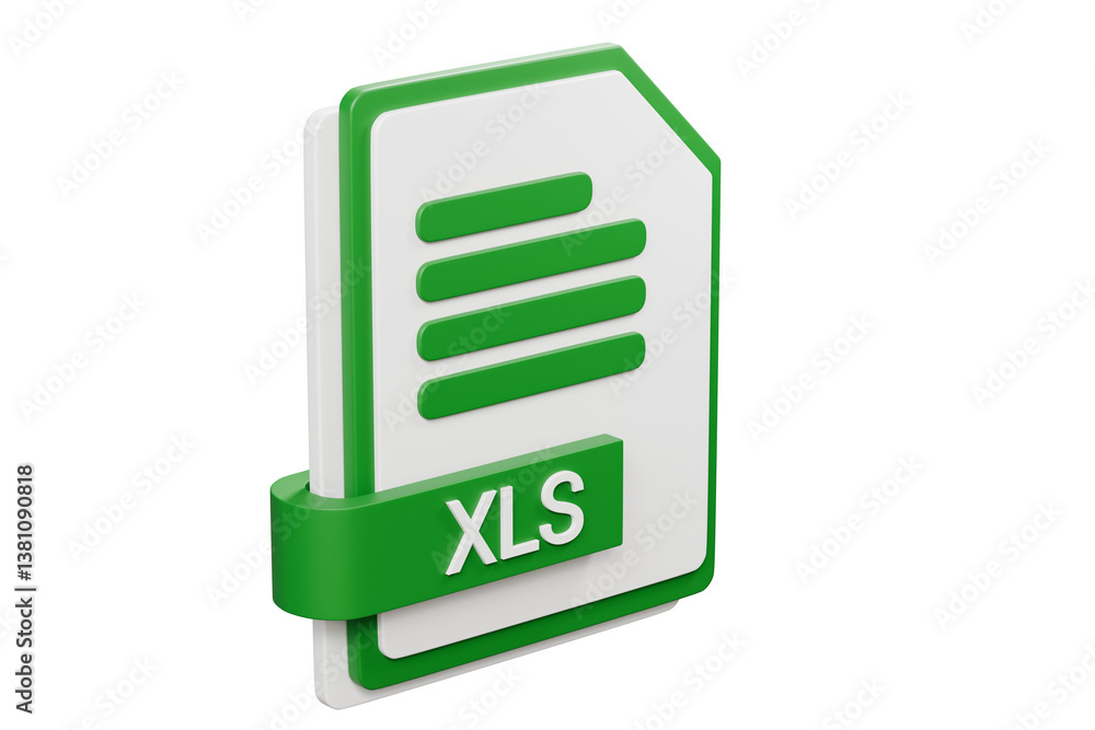 Aufkleber 3d file folder document xls icon. minimal word xls sheet presentation document icon. document form. 