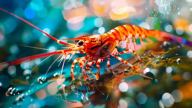 shrimp underwater close-up. Selective focus. animal.