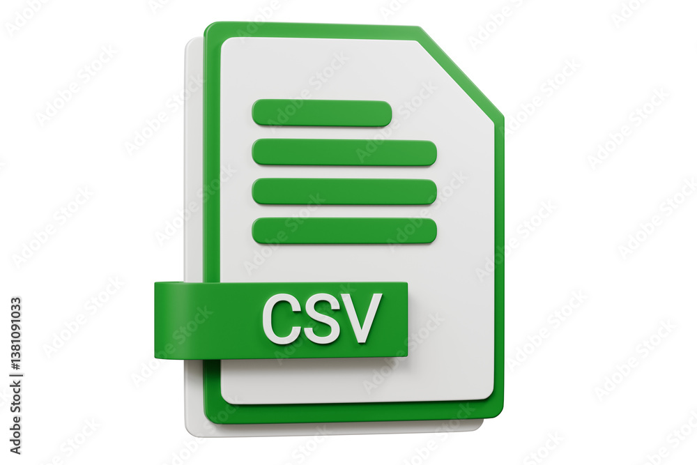 Fototapete 3d file folder document csv icon. minimal word csv sheet presentation document icon. document form. 