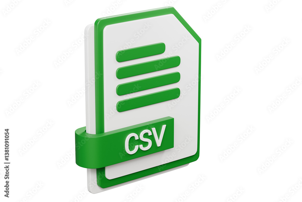 Fototapete 3d file folder document csv icon. minimal word csv sheet presentation document icon. document form. 