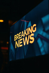 Breaking news wallpaper displayed on a large TV screen