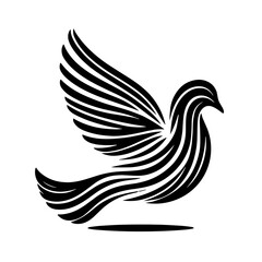 Obraz premium Stylized dove sketch in black and white representing peace, hope, or a logo design with copy space