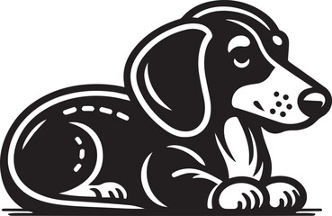 Dachshund Dog Vector Black & White | Silhouette, Clipart, Line Art