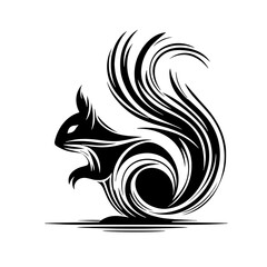 Naklejka premium tylized squirrel sketch in black and white representing a logo design or forest animal symbol with copy space