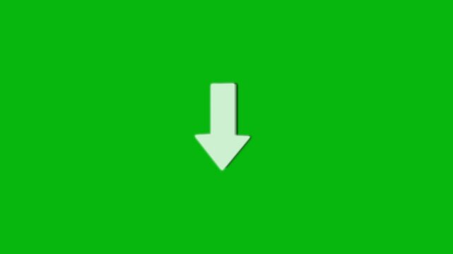 4k animated bouncing slide to down arrow on green background. directional swipe arrow, animated arrow pointing to downwards . directional arrow or down Arrow signal animation. down arrows moving icon 