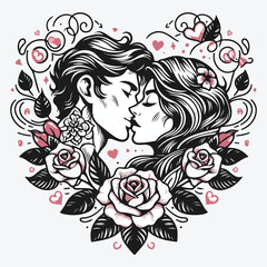 Romantic tattoos stock illustration