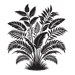 Black Plants Icons Set. Vector Illustration