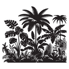 Black Plants Icons Set. Vector Illustration