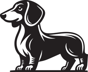Dachshund Dog Vector Black & White | Silhouette, Clipart, Line Art