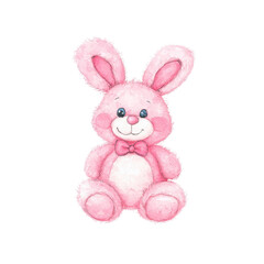 Obraz premium Adorable Pink Plush Bunny Rabbit Toy Illustration