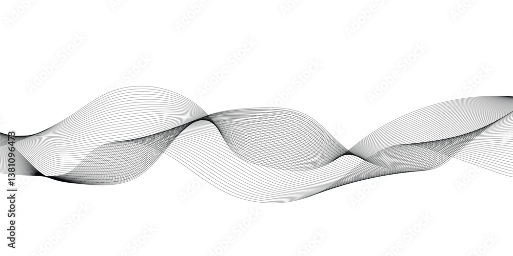 Poster grey and white abstract wavy flowing particles. white paper wave and curve line background. digital 