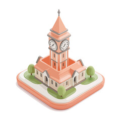 Naklejka premium Famous British clock tower Big Ben isolated, vector, illustration