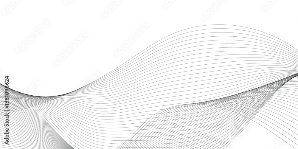 Aufkleber grey and white abstract wavy flowing particles. white paper wave and curve line background. digital 