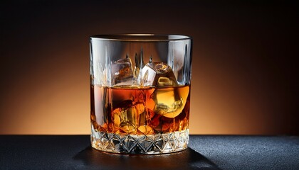 glass of whiskey with ice