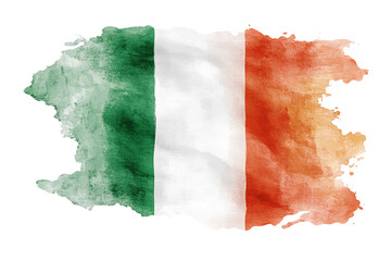 Watercolor Irish Flag with Grunge Texture, PNG