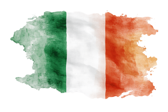 Watercolor Irish Flag with Grunge Texture, PNG - Powered by Adobe
