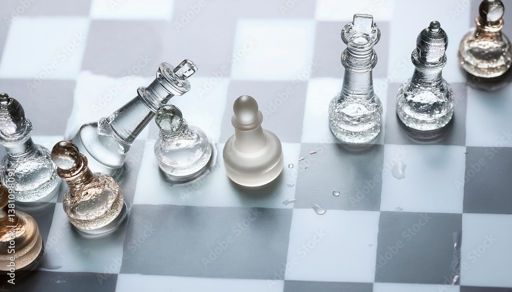 Poster firefly chess pieces constructed from water highlight a unique artistic representation of strategy a