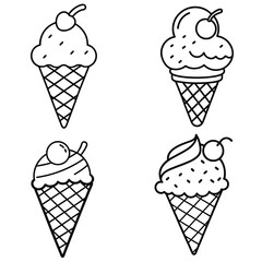 cone Ice Cream outline design