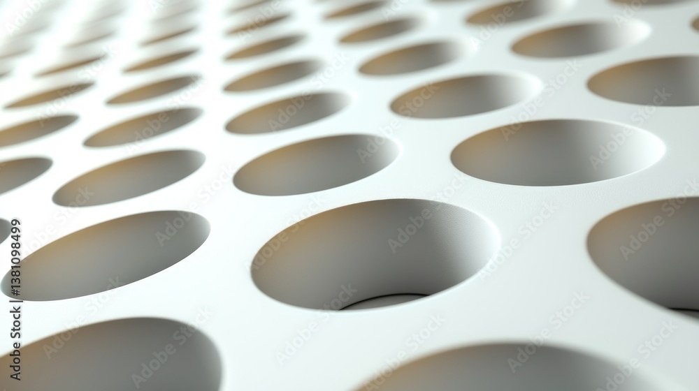 Poster abstract white circular pattern: a 3d render of interlocking cylinders