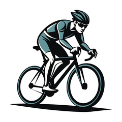 cycling racer silhouette on white background