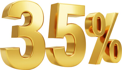 3d render of gold percent sign on white background