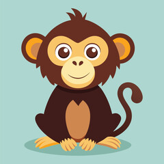 Cute monkey cartoon character vector illustration