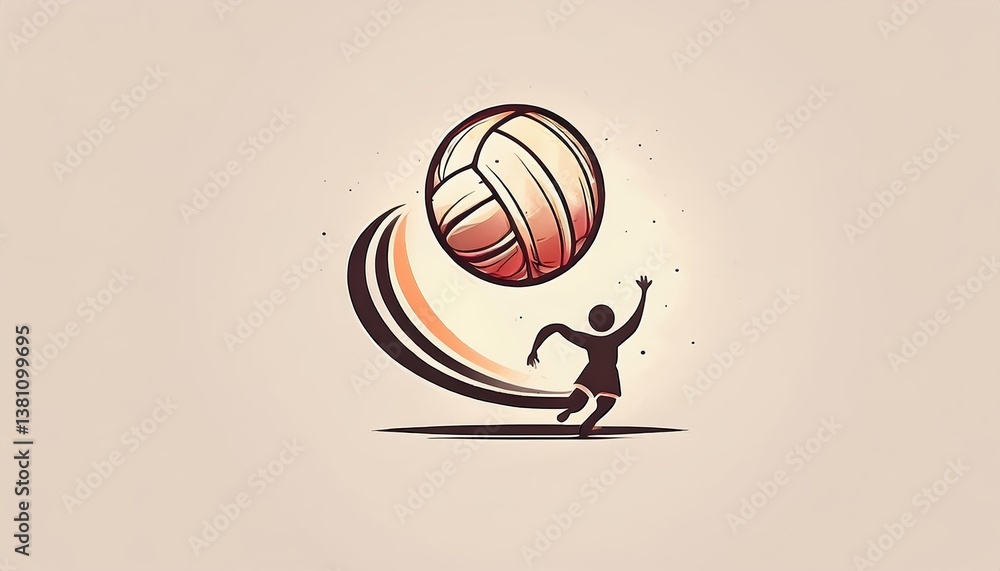Poster whimsical illustration of a character joyfully playing handball with a dynamic motion capturing the 